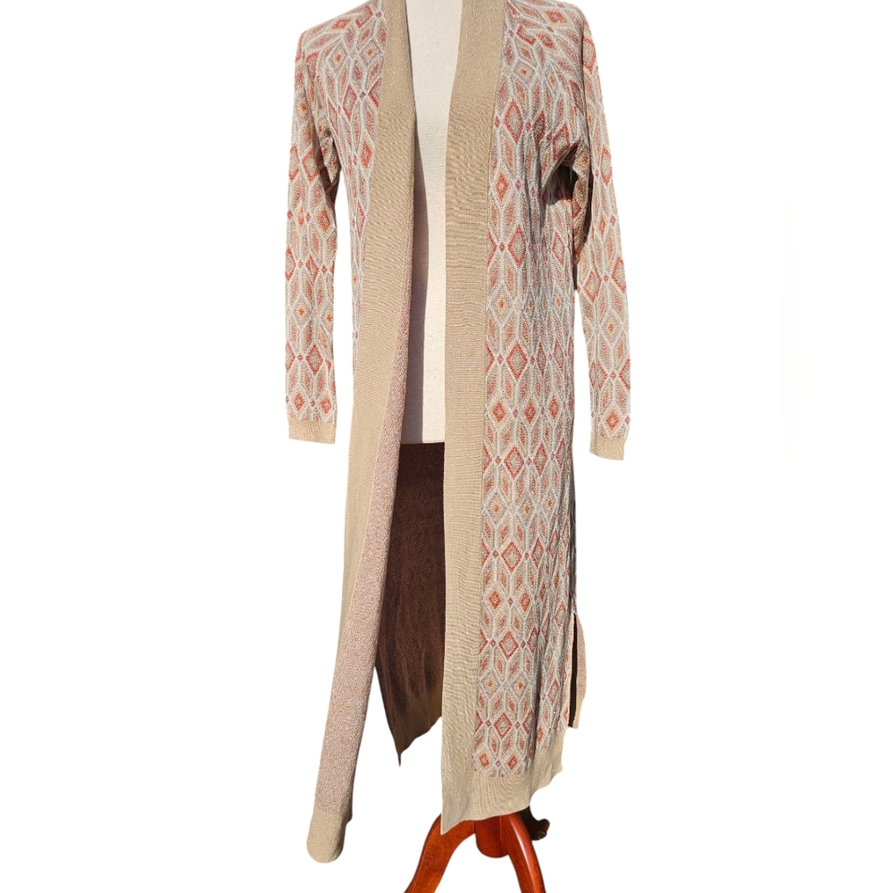 N.Peal Silk Cashmere Lurex Longline Cardigan – Luxe Metallic Knit S/M